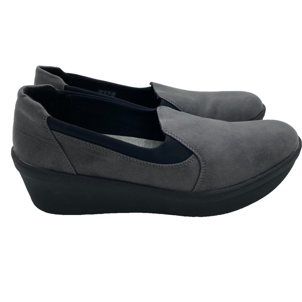 Clarks Cloudsteppers Shoes Womens 10 Gray Slip-On Casual Driving